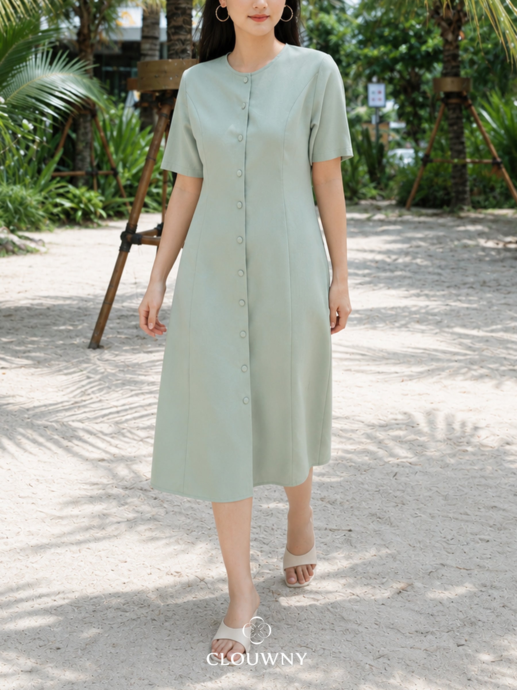 Mirsya Button Dress - Green